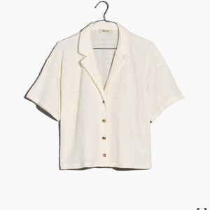 Madewell Crinkle knit button front top